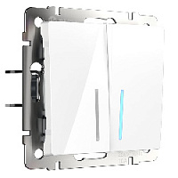 Дизайнерский выключатель с подсветкой, белый глянцевый, W1122101 Werkel, двухклавишный проходной