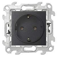 Дизайнерская розетка с заземлением, графит, 2450434-038 Simon, серия 24 Harmonie