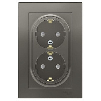 Дизайнерская двойная розетка с заземлением и шторками, сталь, ATN000926 Schneider Electric, серия Atlas Design