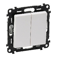 Дизайнерский выключатель, белый, 752408 Legrand, двухклавишный, проходной, серия Valena Life