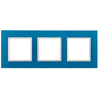Дизайнерская рамка 3 местная, голубой, Б0034518 Эра, серия Elegance