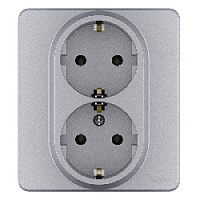 Дизайнерская двойная розетка с заземлением, алюминий, 673752 Legrand, серия Inspiria