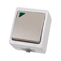 Дизайнерский выключатель IP54 с подсветкой, белый/серый, SQ1803-0005 TDM ELECTRIC, одноклавишный проходной, серия Вуокса