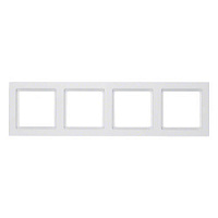 Дизайнерская рамка 4 местная, полярная белизна, с эффектом бархата, 10146099 Berker, серия Q.3