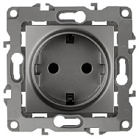 Дизайнерская розетка с заземлением и шторками, графит, Б0019323 Эра, серия 12