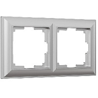 Дизайнерская рамка 2 местная, серебряный, поликарбонат, W0022206 Werkel