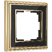 Дизайнерская рамка 1 местная, золото / черный, алюминий, акрил, W0011330 Werkel