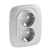 Накладка для двойной розетки с заземлением, алюминий, 754957 Legrand, серия Valena Allure