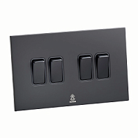 Дизайнерский выключатель Aura Черный уголь, BAB4KB Bonze четырехклавишный проходной