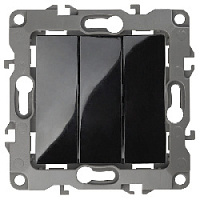Дизайнерский выключатель, черный, Б0014674 Эра, трехклавишный, серия 12