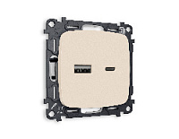 Комплект механизма розетки 2USB A+C 20W (быстрая зарядка) , бежевый матовый, MO331010 Ambrella Volt