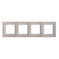 Дизайнерская рамка 4 местная, светло-дымчатый, стекло, GL-P104-LSG CGSS, серия Эстетика