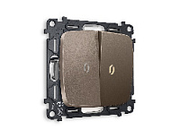 Комплект механизма 2-кл проходного выключателя с подсветкой 3200K мягкий теплый свет, темная бронза матовый, MO634030 Ambrella Volt, двухклавишный