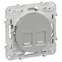 Дизайнерская розетка компьютерная 2хRJ-45 кат. 5e, алюминий, S53R481 Schneider Electric, серия Odace