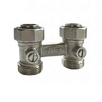 Узел нижнего подключения двойной прямой металлик 3/4" Rifar