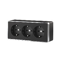 Дизайнерская розетка тройная с заземлением и шторками, черный хром, W5073135 Werkel, серия Gallant