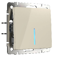 Дизайнерский выключатель с подсветкой, слоновая кость глянцевый, W1112103 Werkel, одноклавишный проходной