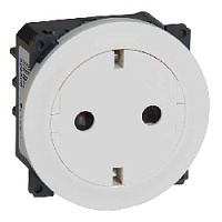 Дизайнерская розетка с заземлением и шторками, плоская, безвинт.зажим, белый, 067166 Legrand, серия Celiane