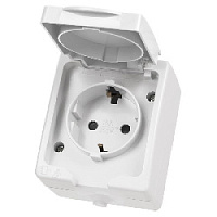 Дизайнерская розетка с заземлением, шторками и с крышкой IP54, белый, SQ1803-1007 TDM ELECTRIC, серия Вуокса