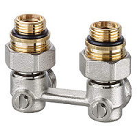 Дизайнерская арматура нижнего подключения угловая для радиатора (Н-узел) Vekotrim 1/2", никелерованная  0565-50.000 KZTO