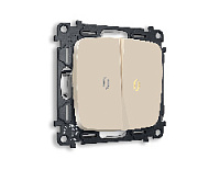 Комплект механизма 2-кл выключателя с подсветкой 3200K мягкий теплый свет, бежевый матовый, MO324010 Ambrella Volt, двухклавишный