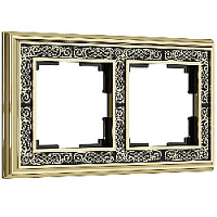 Дизайнерская рамка 2 местная, золото / черный, алюминий, акрил, W0021430 Werkel