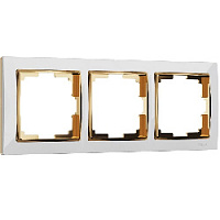 Дизайнерская рамка 3 местная, белый / золото, поликарбонат, W0031933 Werkel