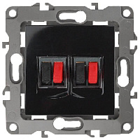 Дизайнерская аудио розетка двойная, черный, Б0027466 Эра, серия 12