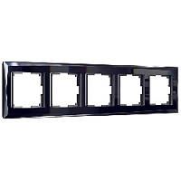 Дизайнерская рамка 5 местная, черный, стекло, W0051208 Werkel