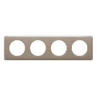 Дизайнерская рамка 4 местная, кофейный глянец, 066614 Legrand, серия Celiane