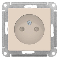 Дизайнерская розетка без заземления, со шторками, бежевый, ATN000249 Schneider Electric, серия Atlas Design