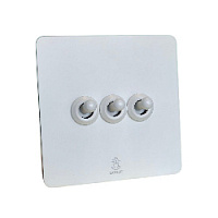 Дизайнерский выключатель Vega Белый лед, BVW3KTC Bonze трехклавишный