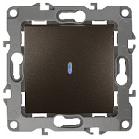 Дизайнерский выключатель с подсветкой, бронза, Б0019281 Эра, одноклавишный, серия 12