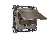 Комплект механизма электрической розетки с/з c шторками и крышкой, темная бронза матовый, MA638010 Ambrella Volt