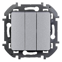 Дизайнерский выключатель, алюминий, 673642 Legrand, трехклавишный, серия Inspiria