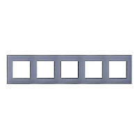 Дизайнерская рамка 5 местная, серая платина, стекло, GL-P105-GPG CGSS, серия Эстетика