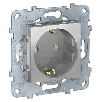 Дизайнерская розетка с заземлением, алюминий, NU503630 Schneider Electric, серия Unica New