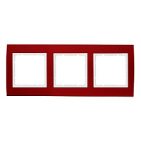 Дизайнерская рамка 3 местная, красный/полярная белизна, алюминий, 10133022 Berker, серия B.3