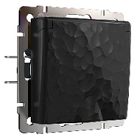 Дизайнерская розетка с заземлением, шторками и с крышкой IP44, черный, W1271208 Werkel, серия Hammer