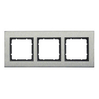 Дизайнерская рамка 3 местная, нержавеющая сталь/антрацитовый, матовый, 10133606 Berker, серия B.7