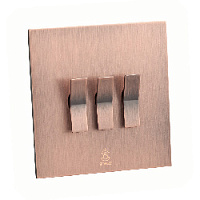 Дизайнерский выключатель Aura Медь браш, BAC3KBE Bonze трехклавишный