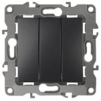 Дизайнерский выключатель, антрацит, Б0014673 Эра, трехклавишный, серия 12
