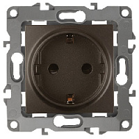 Дизайнерская розетка с заземлением, бронза, Б0019320 Эра, серия 12