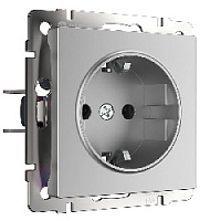 Дизайнерская розетка с заземлением, серебряный глянцевый, W1171006 Werkel