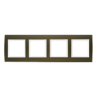Дизайнерская рамка 4 местная, коричневый/полярная белизна, алюминий, 10143021 Berker, серия B.3