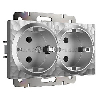 Дизайнерская двойная розетка с заземлением, серебряный, W1272006 Werkel, серия Hammer