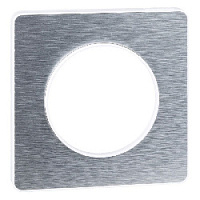 Дизайнерская рамка 1 местная, алюминий полированный/белый, S52P802J Schneider Electric, серия Odace