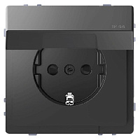 Механизм розетки IP44 с заземлением, шторками и с крышкой, антрацит, MTN2314-6034 Schneider Electric, серия Merten D-Life