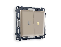Комплект механизма 2-кл выключателя с подсветкой 3200K мягкий теплый свет, серо-бежевый матовый, MA364010 Ambrella Volt, двухклавишный