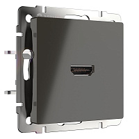 Дизайнерская розетка HDMI, серо-коричневый глянцевый, WL07-60-11 Werkel